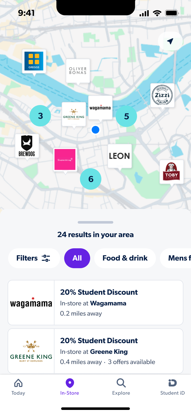 Student Beans in-store map