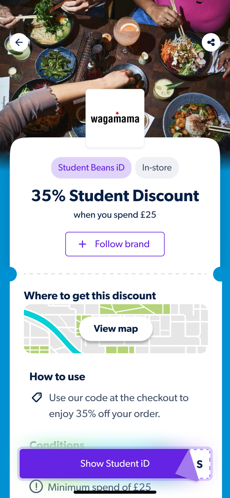 Student Beans in-store offer detail